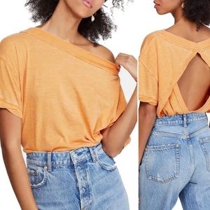 Free People We the Free Viola Flowy Oversized Tee Bright Mango Orange Size Med